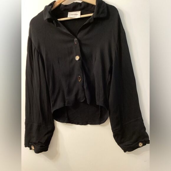 Nanushka Long Sleeve Black Button-Down Shirt Women’s Size M - Picture 4 of 13